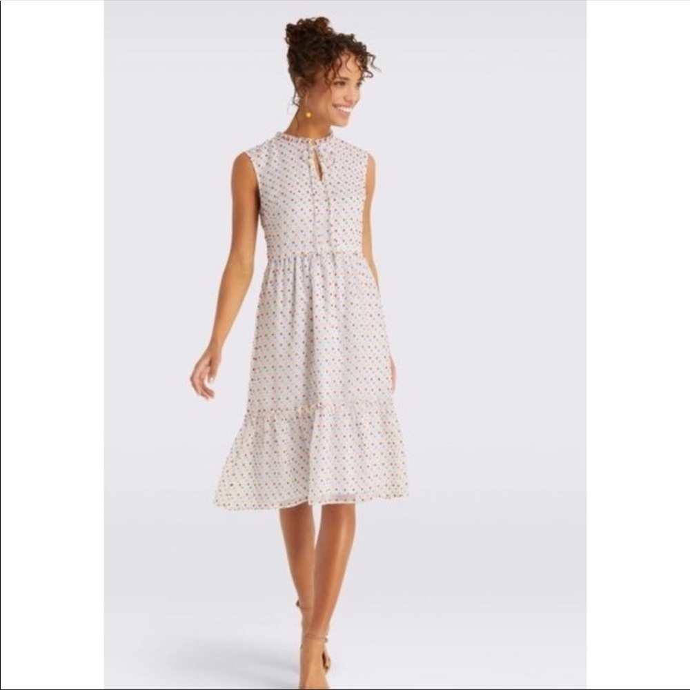 Draper‎ James Swiss Dot Tiered Sleeveless Dress Size 10